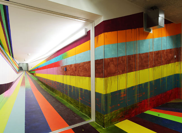 Visitors Tunnel at the JVA/Prison in Düsseldorf by Markus Linnenbrink prisons painting murals interior design art